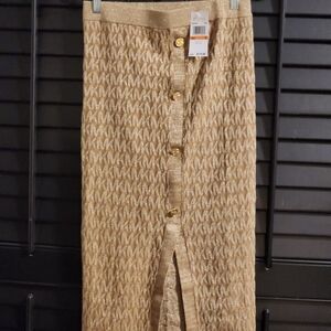 Michael Kors Gold Monogram Pencil Skirt